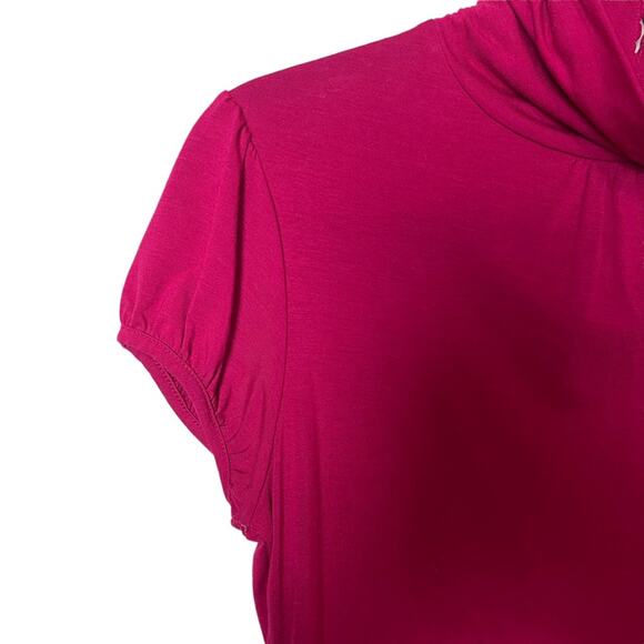 Banana Republic Mock Neck Back Button Capped Sleeve Knit Top Wine Size Small - Picture 3 of 6